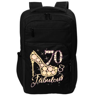 Fabulous & 70 Sparkly Heel 70th Birthday Impact Tech Backpack