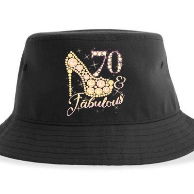 Fabulous & 70 Sparkly Heel 70th Birthday Sustainable Bucket Hat