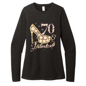 Fabulous & 70 Sparkly Heel 70th Birthday Womens CVC Long Sleeve Shirt