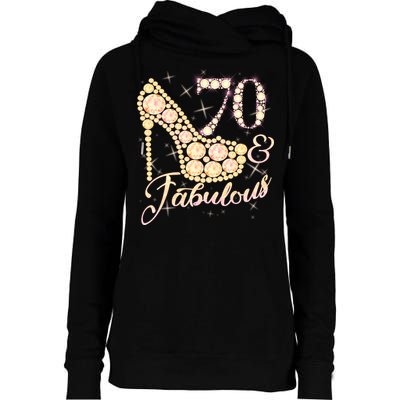 Fabulous & 70 Sparkly Heel 70th Birthday Womens Funnel Neck Pullover Hood