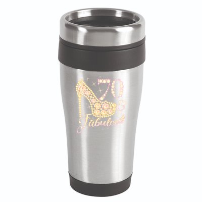 Fabulous & 70 Sparkly Heel 70th Birthday 16oz Travel Tumbler