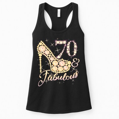 Fabulous & 70 Sparkly Heel 70th Birthday Womens Tank Top