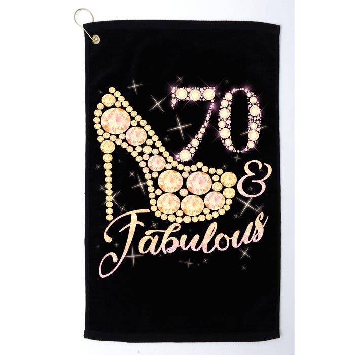 Fabulous & 70 Sparkly Heel 70th Birthday Golf Towel
