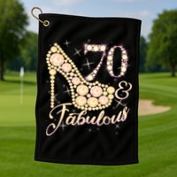 Fabulous & 70 Sparkly Heel 70th Birthday Golf Towel