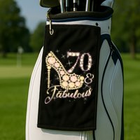 Fabulous & 70 Sparkly Heel 70th Birthday Golf Towel