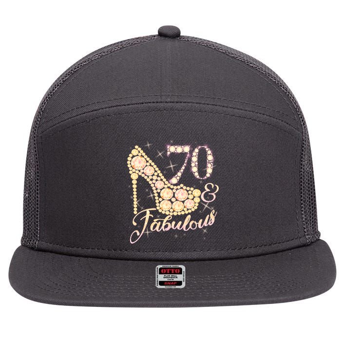 Fabulous & 70 Sparkly Heel 70th Birthday 7 Panel Mesh Trucker Snapback Hat