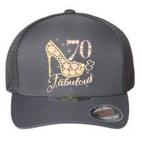 Fabulous & 70 Sparkly Heel 70th Birthday Flexfit Unipanel Trucker Cap