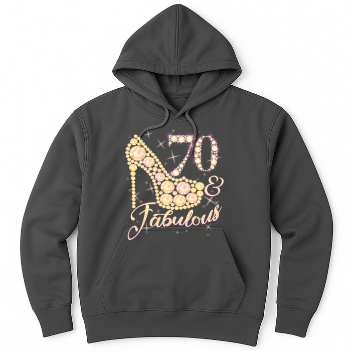 Fabulous & 70 Sparkly Heel 70th Birthday Hoodie
