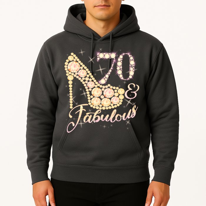 Fabulous & 70 Sparkly Heel 70th Birthday Hoodie
