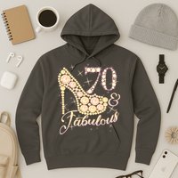 Fabulous & 70 Sparkly Heel 70th Birthday Hoodie
