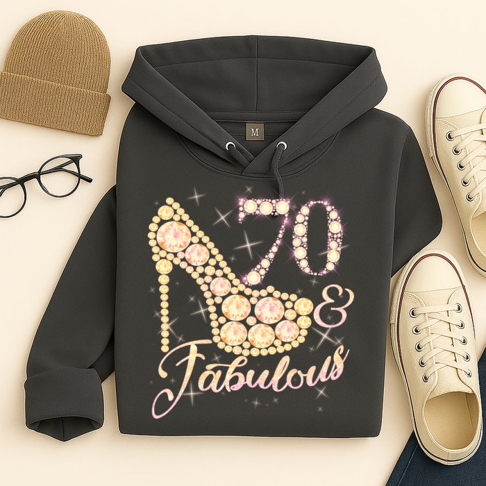 Fabulous & 70 Sparkly Heel 70th Birthday Hoodie