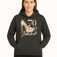 Fabulous & 70 Sparkly Heel 70th Birthday Hoodie
