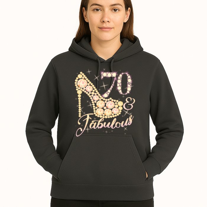 Fabulous & 70 Sparkly Heel 70th Birthday Hoodie