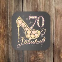 Fabulous & 70 Sparkly Heel 70th Birthday Coaster