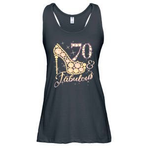 Fabulous & 70 Sparkly Heel 70th Birthday Ladies Essential Flowy Tank