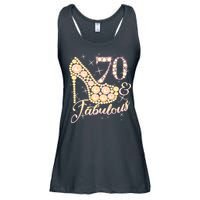 Fabulous & 70 Sparkly Heel 70th Birthday Ladies Essential Flowy Tank