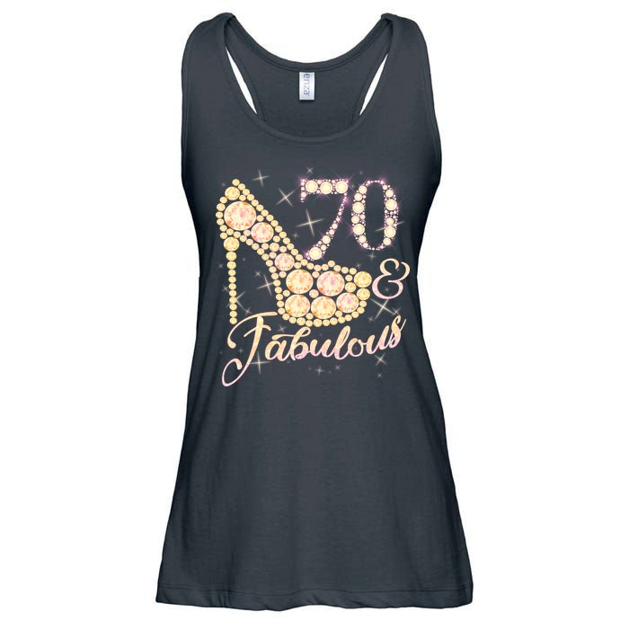 Fabulous & 70 Sparkly Heel 70th Birthday Ladies Essential Flowy Tank