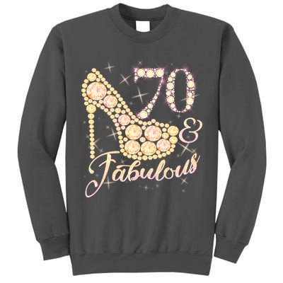 Fabulous & 70 Sparkly Heel 70th Birthday Tall Sweatshirt