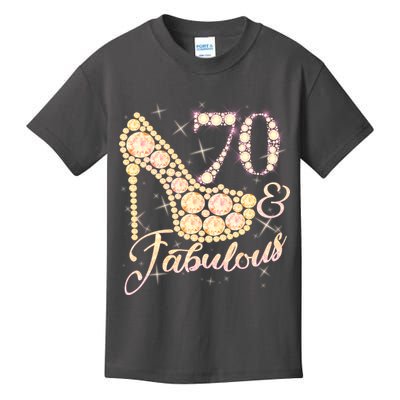 Fabulous & 70 Sparkly Heel 70th Birthday Kids T-Shirt