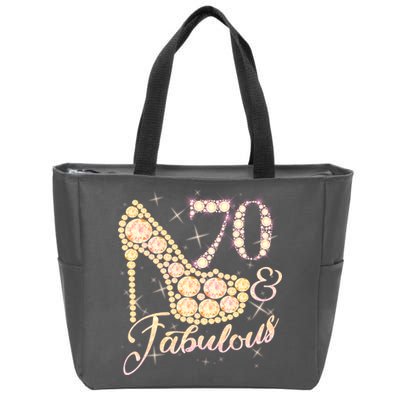 Fabulous & 70 Sparkly Heel 70th Birthday Zip Tote Bag