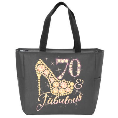 Fabulous & 70 Sparkly Heel 70th Birthday Zip Tote Bag