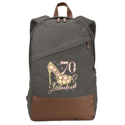 Fabulous & 70 Sparkly Heel 70th Birthday Cotton Canvas Backpack