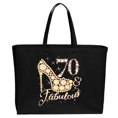 Fabulous & 70 Sparkly Heel 70th Birthday Cotton Canvas Jumbo Tote