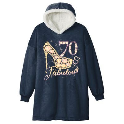 Fabulous & 70 Sparkly Heel 70th Birthday Hooded Wearable Blanket