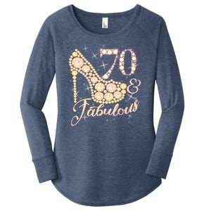 Fabulous & 70 Sparkly Heel 70th Birthday Women's Perfect Tri Tunic Long Sleeve Shirt