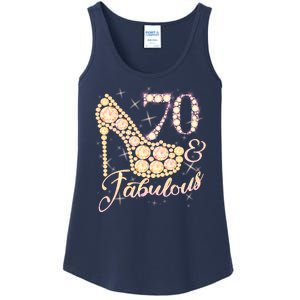 Fabulous & 70 Sparkly Heel 70th Birthday Ladies Essential Tank