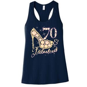 Fabulous & 70 Sparkly Heel 70th Birthday Women's Racerback Tank