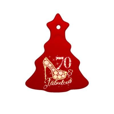 Fabulous & 70 Sparkly Heel 70th Birthday Ceramic Tree Ornament