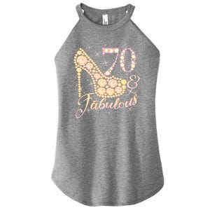 Fabulous & 70 Sparkly Heel 70th Birthday Women's Perfect Tri Rocker Tank