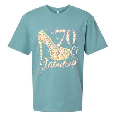 Fabulous & 70 Sparkly Heel 70th Birthday Sueded Cloud Jersey T-Shirt