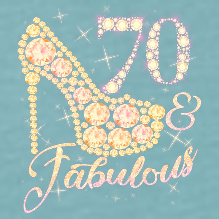 Fabulous & 70 Sparkly Heel 70th Birthday Sueded Cloud Jersey T-Shirt