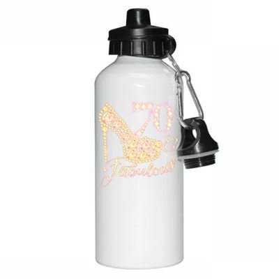 Fabulous & 70 Sparkly Heel 70th Birthday Aluminum Water Bottle 