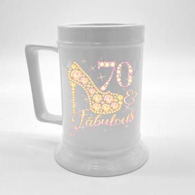 Fabulous & 70 Sparkly Heel 70th Birthday Beer Stein