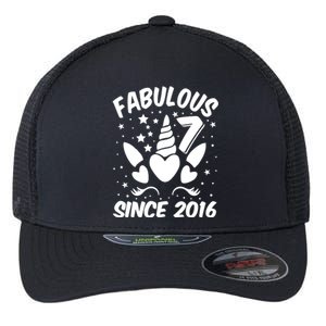 Fabulous 7 Since 2016 Unicorn Birthday Flexfit Unipanel Trucker Cap