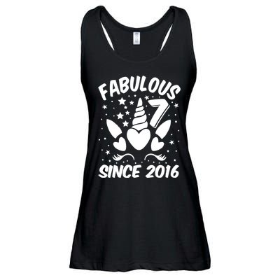 Fabulous 7 Since 2016 Unicorn Birthday Ladies Essential Flowy Tank