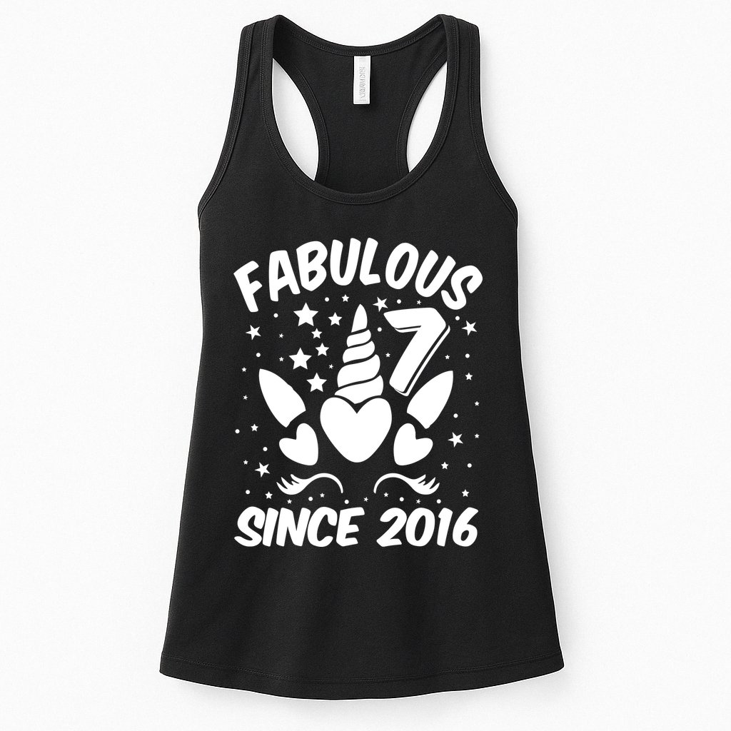Fabulous 7 Since 2016 Unicorn Birthday Womens Tank Top
