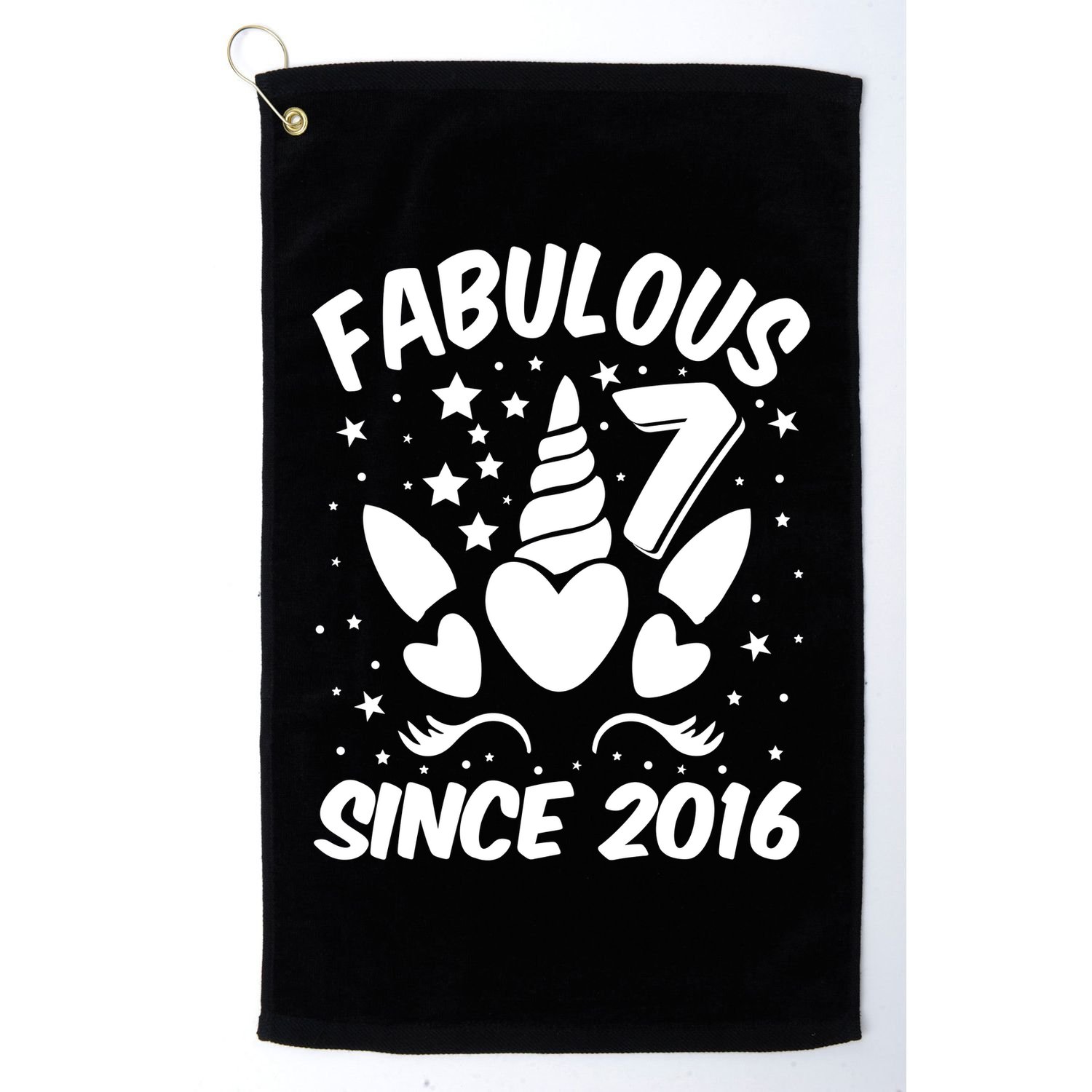 Fabulous 7 Since 2016 Unicorn Birthday Golf Towel