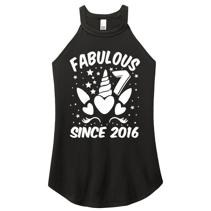 Fabulous 7 Since 2016 Unicorn Birthday Women's Perfect Tri Rocker Tank