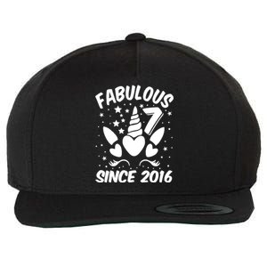 Fabulous 7 Since 2016 Unicorn Birthday Wool Snapback Cap