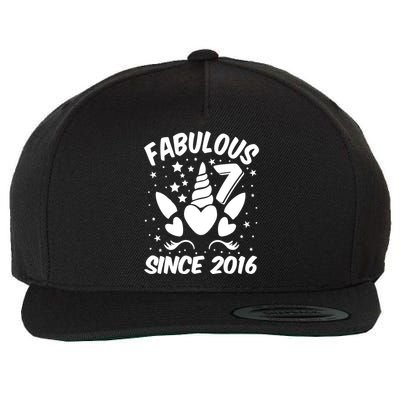 Fabulous 7 Since 2016 Unicorn Birthday Wool Snapback Cap