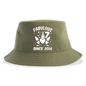 Fabulous 7 Since 2016 Unicorn Birthday Sustainable Bucket Hat