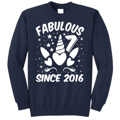 Fabulous 7 Since 2016 Unicorn Birthday Tall Sweatshirt