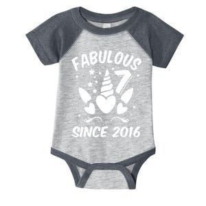 Fabulous 7 Since 2016 Unicorn Birthday Infant Baby Jersey Bodysuit