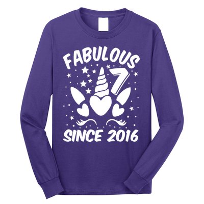 Fabulous 7 Since 2016 Unicorn Birthday Long Sleeve Shirt