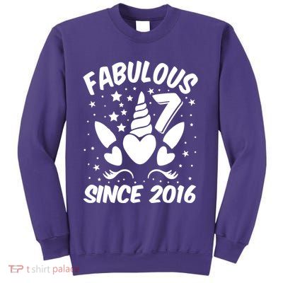 Fabulous 7 Since 2016 Unicorn Birthday Sweatshirt