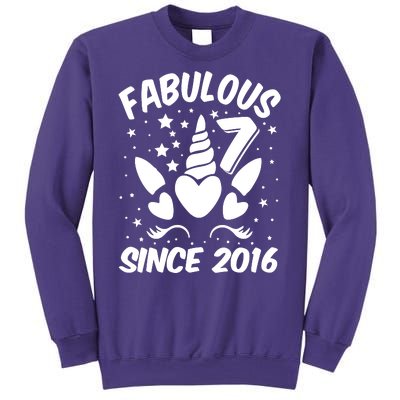 Fabulous 7 Since 2016 Unicorn Birthday Sweatshirt